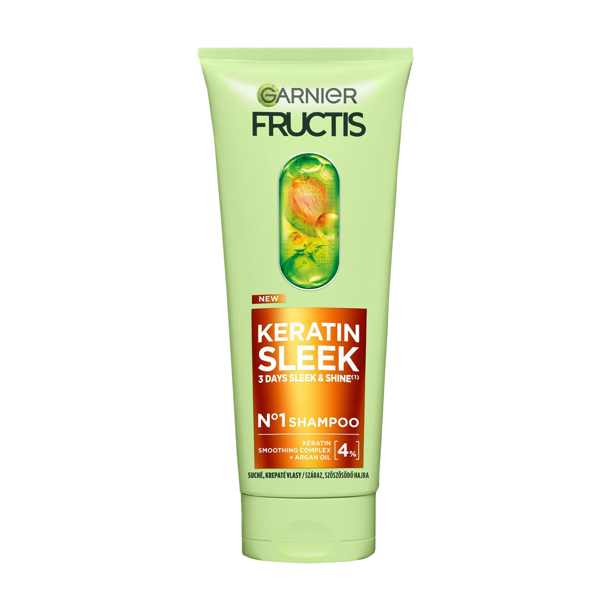 Шампунь Garnier Fructis Keratin Sleek Shampoo для пухнастого та сухого волосся, для розгладження та надання блиску, 200 мл
